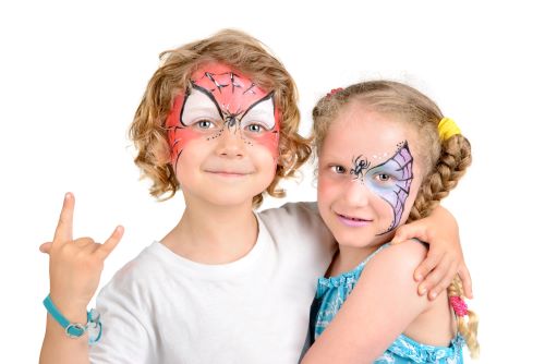 2 kids in face paint