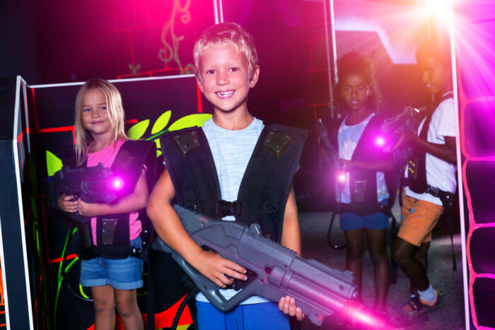 Children playing laser tag